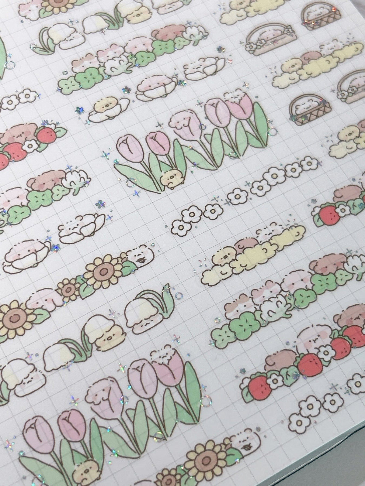 [NN10] NEW Nyung Nyung Shop 'Pitter-Patter 1/2/3' Kisscut Masking Tape (options) -Nyung Nyung Shop_NN10S2 - 2_korean_sticker_stationery