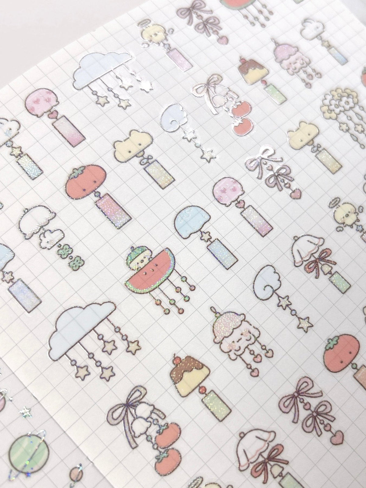 [NN14] NEW Nyung Nyung Shop 'Seoul Illustration Fair Release' Kisscut Masking Tapes (options) -Nyung Nyung Shop_NN14S6 - Sparkly Windchimes_korean_sticker_stationery