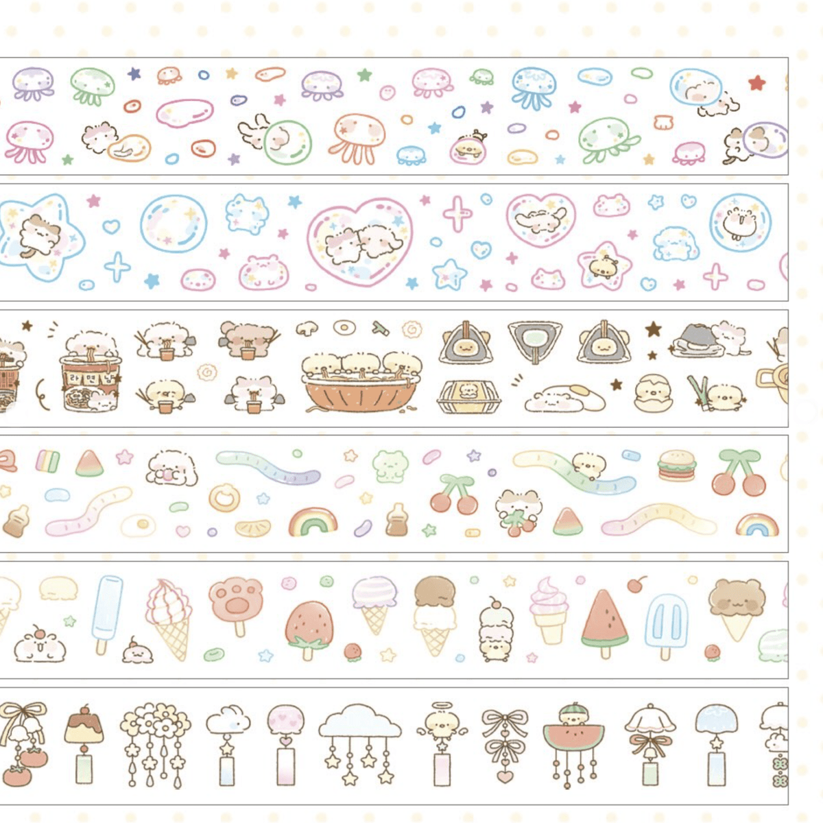[NN14] NEW Nyung Nyung Shop 'Seoul Illustration Fair Release' Kisscut Masking Tapes (options) -Nyung Nyung Shop_NN14S1 - Round Jellyfish Friends_korean_sticker_stationery