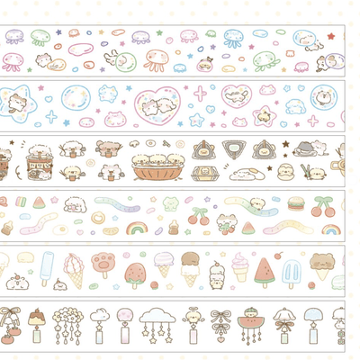 [NN14] NEW Nyung Nyung Shop 'Seoul Illustration Fair Release' Kisscut Masking Tapes (options) -Nyung Nyung Shop_NN14S1 - Round Jellyfish Friends_korean_sticker_stationery