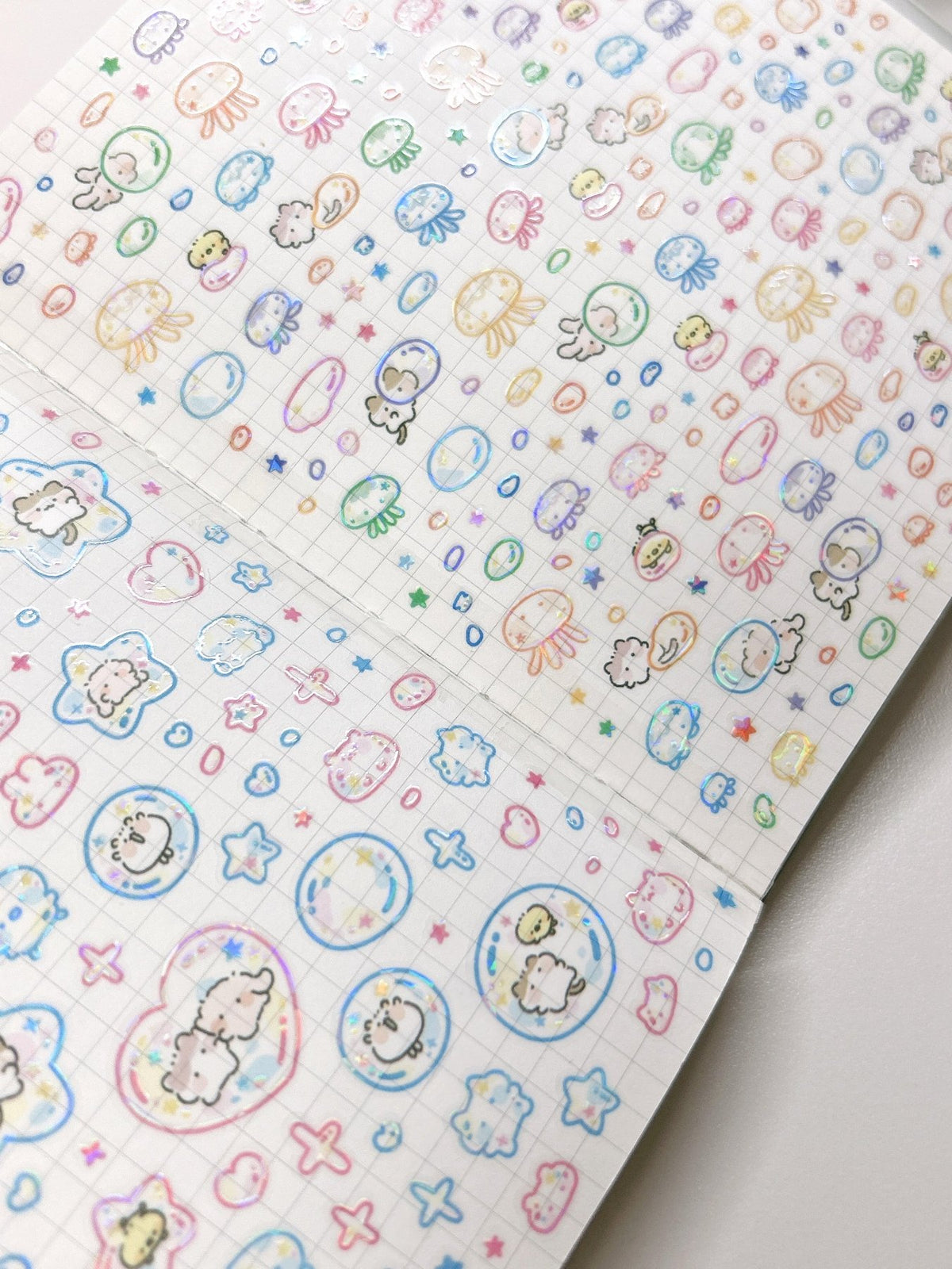 [NN14] NEW Nyung Nyung Shop 'Seoul Illustration Fair Release' Kisscut Masking Tapes (options) -Nyung Nyung Shop_NN14S1 - Round Jellyfish Friends_korean_sticker_stationery