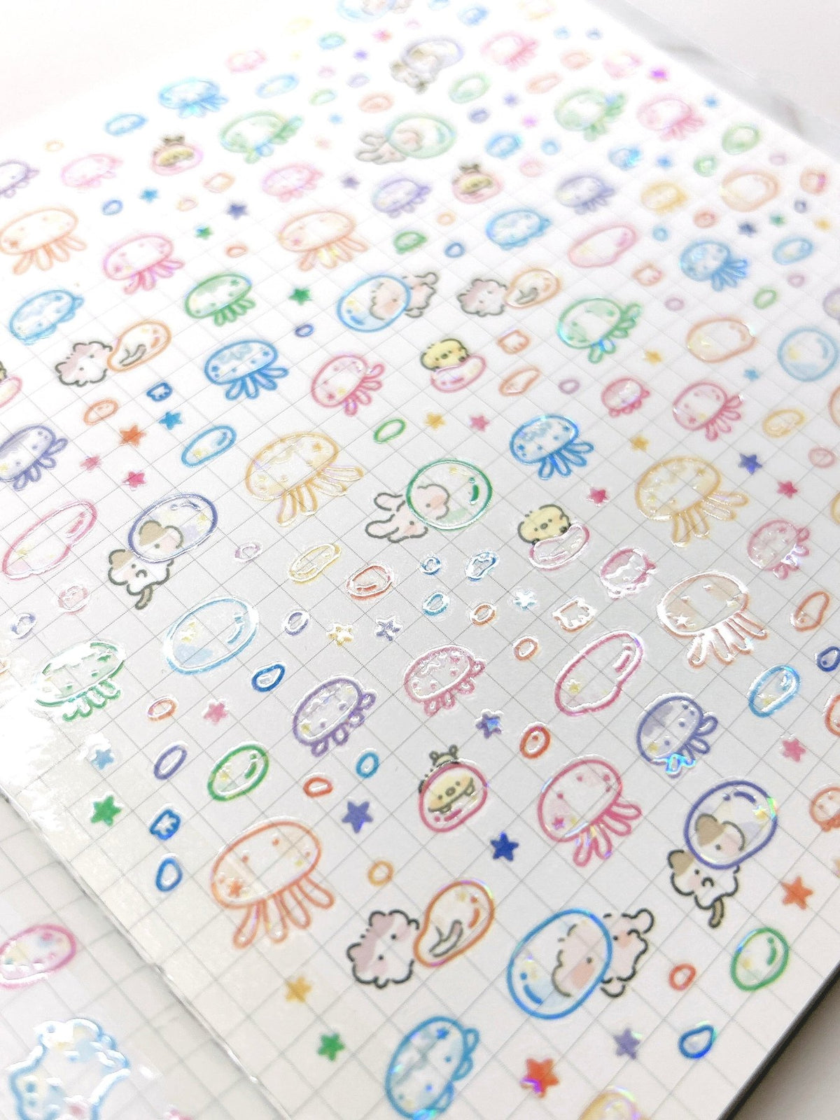 [NN14] NEW Nyung Nyung Shop 'Seoul Illustration Fair Release' Kisscut Masking Tapes (options) -Nyung Nyung Shop_NN14S1 - Round Jellyfish Friends_korean_sticker_stationery