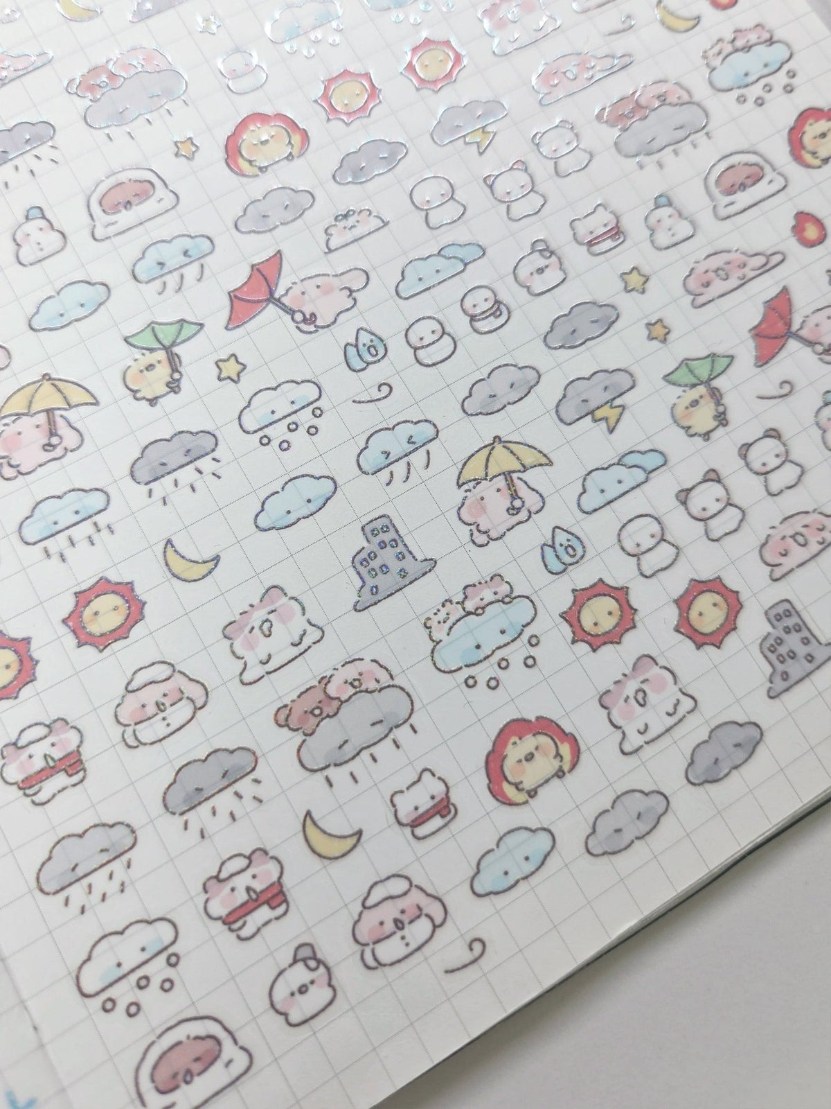 [NN15] NEW Nyung Nyung Shop 'Seoul Illustration Fair Release 2' Kisscut Masking Tapes (options) -Nyung Nyung Shop_NN15S4 - Weather Pieces_korean_sticker_stationery
