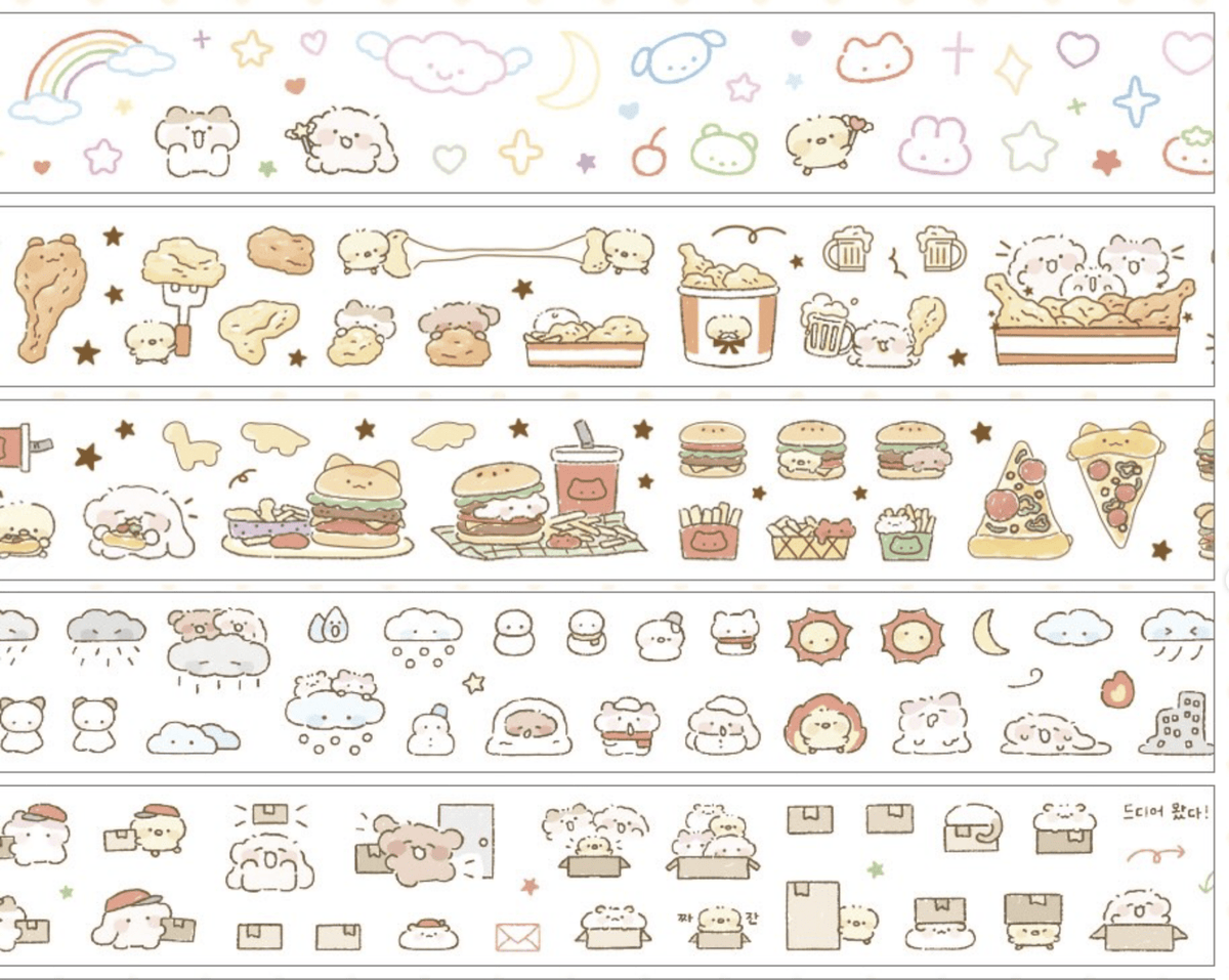 [NN15] NEW Nyung Nyung Shop 'Seoul Illustration Fair Release 2' Kisscut Masking Tapes (options) -Nyung Nyung Shop_NN15S1 - Poof! Magic_korean_sticker_stationery