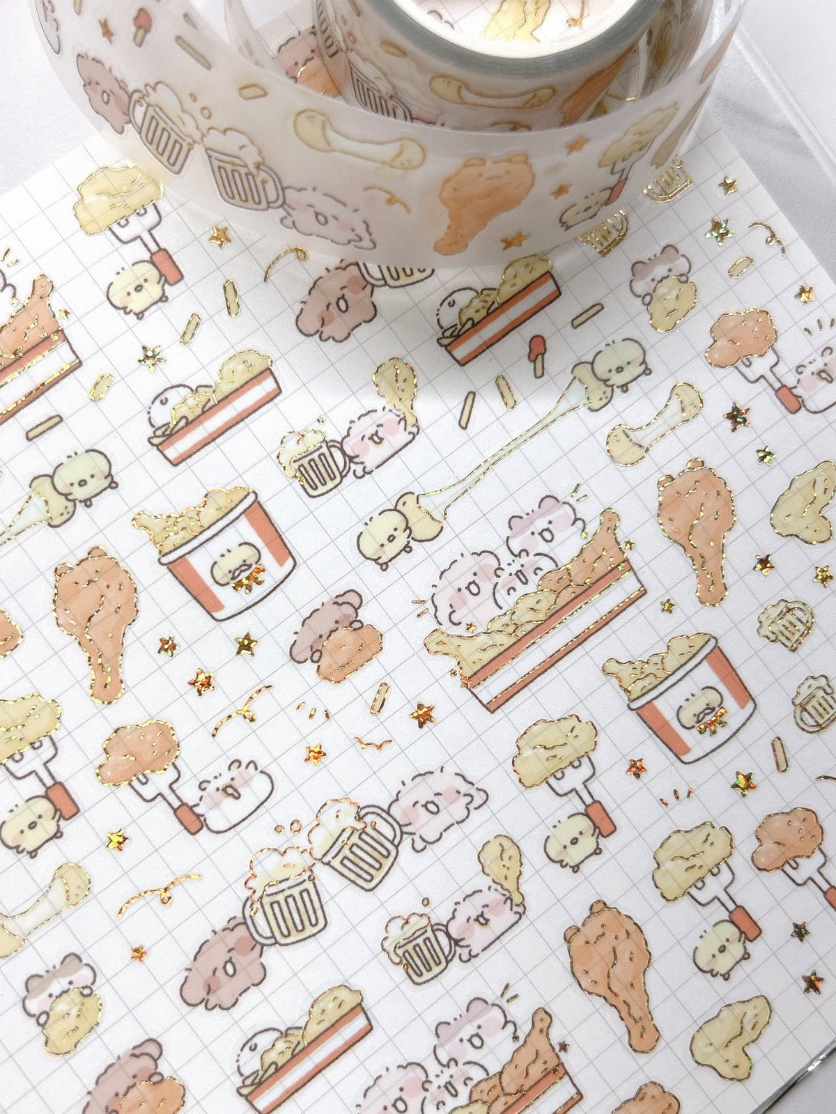 [NN15] NEW Nyung Nyung Shop 'Seoul Illustration Fair Release 2' Kisscut Masking Tapes (options) -Nyung Nyung Shop_NN15S2 - Nyam Nyam Chicken_korean_sticker_stationery