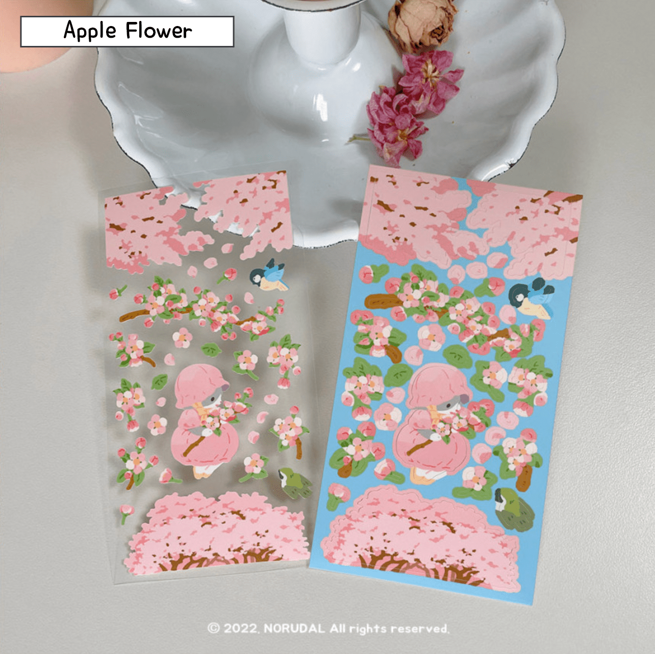 [NR04] Norudal Shop Flower Fairy Removable Sticker Sheet (options) - Norudal Shop_NR04S3 - Apple Flower_korean_sticker_stationery
