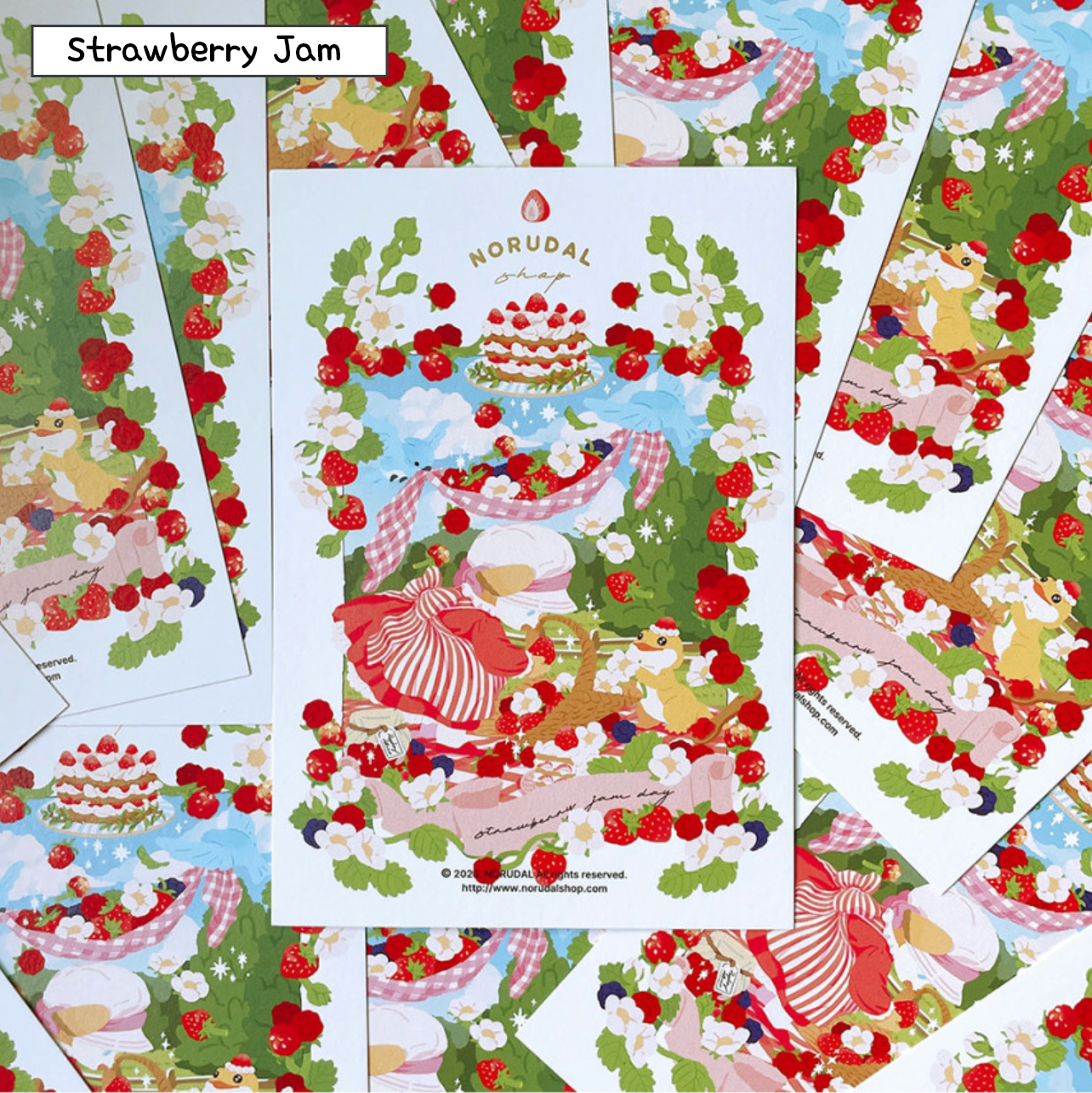 [NR12] Norudal Shop Sweet & Sour Gold - foil Postcard (options) - Norudal Shop_NR12S3 - Strawberry Jam_korean_sticker_stationery