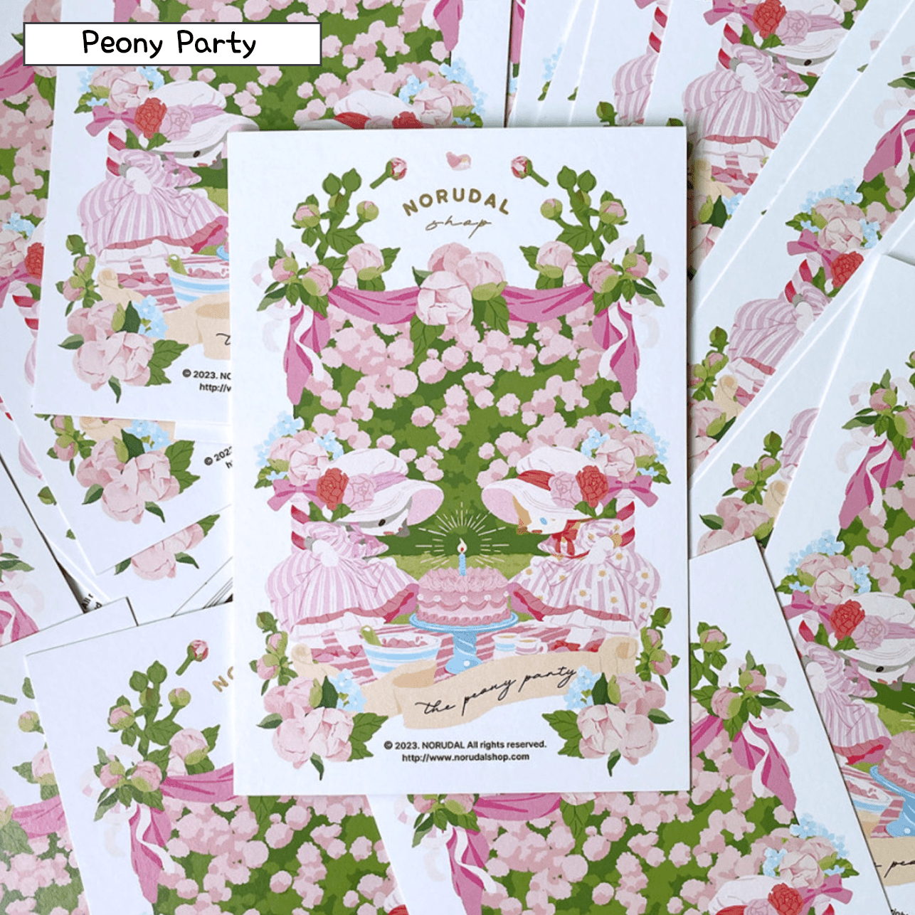 [NR12] Norudal Shop Sweet & Sour Gold - foil Postcard (options) - Norudal Shop_NR12S2 - Peony Party_korean_sticker_stationery
