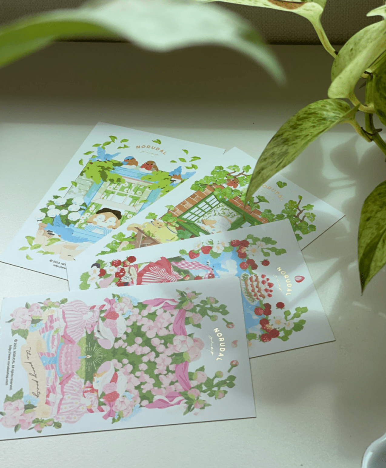[NR12] Norudal Shop Sweet & Sour Gold - foil Postcard (options) - Norudal Shop_NR12S1 - Leafy Shade_korean_sticker_stationery