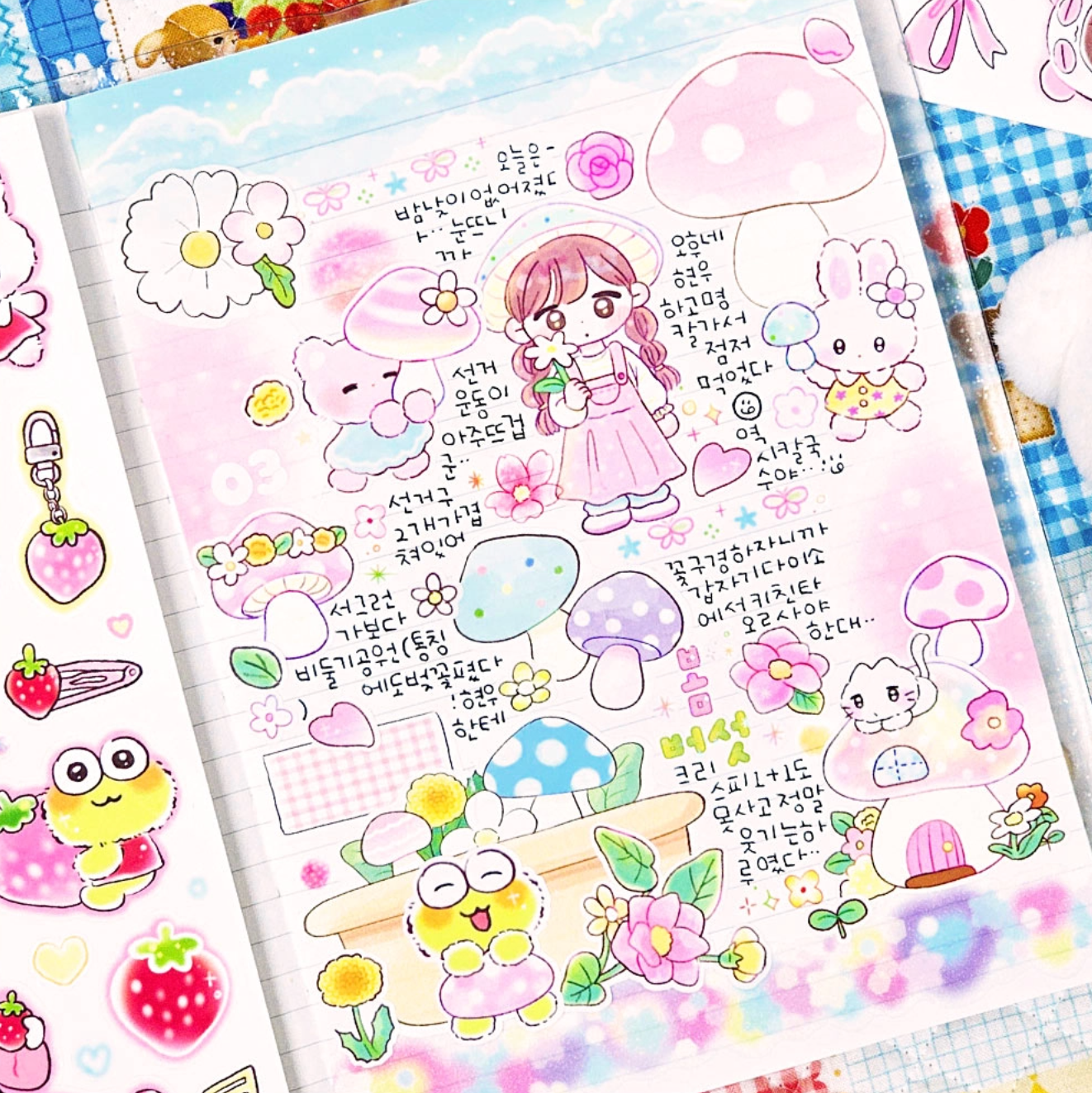 [PK18] Pinkrue Spring & Mushroom Sticker Pack (Singles/Pack) - Pinkrue_PK18 - Pack_korean_sticker_stationery
