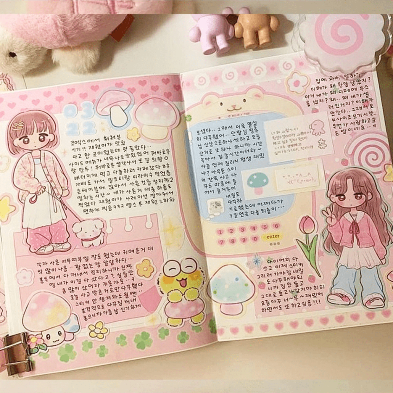 [PK18] Pinkrue Spring & Mushroom Sticker Pack (Singles/Pack) - Pinkrue_PK18 - Pack_korean_sticker_stationery