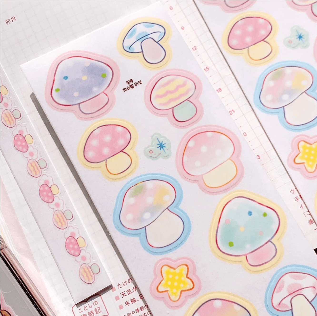 [PK18] Pinkrue Spring & Mushroom Sticker Pack (Singles/Pack) - Pinkrue_PK18 - Pack_korean_sticker_stationery
