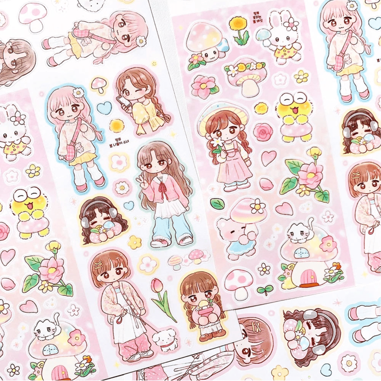 [PK18] Pinkrue Spring & Mushroom Sticker Pack (Singles/Pack) - Pinkrue_PK18 - Pack_korean_sticker_stationery