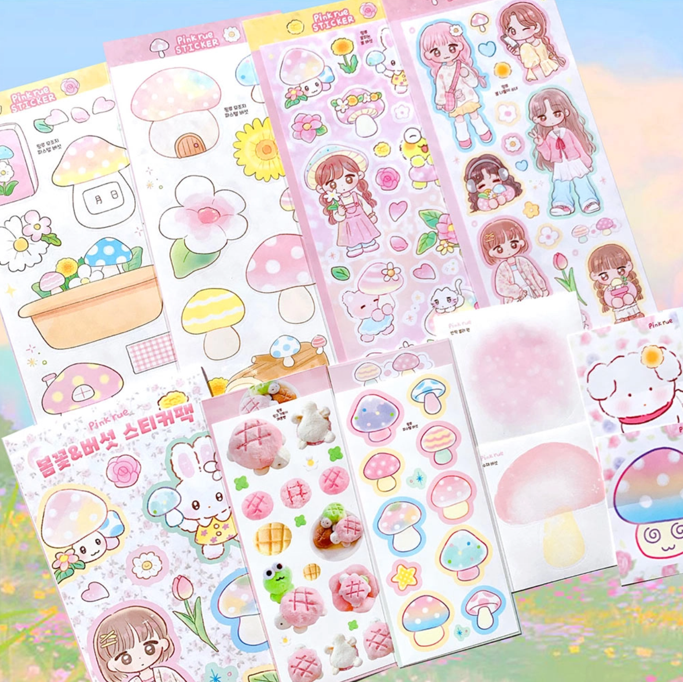 [PK18] Pinkrue Spring & Mushroom Sticker Pack (Singles/Pack) - Pinkrue_PK18 - Pack_korean_sticker_stationery