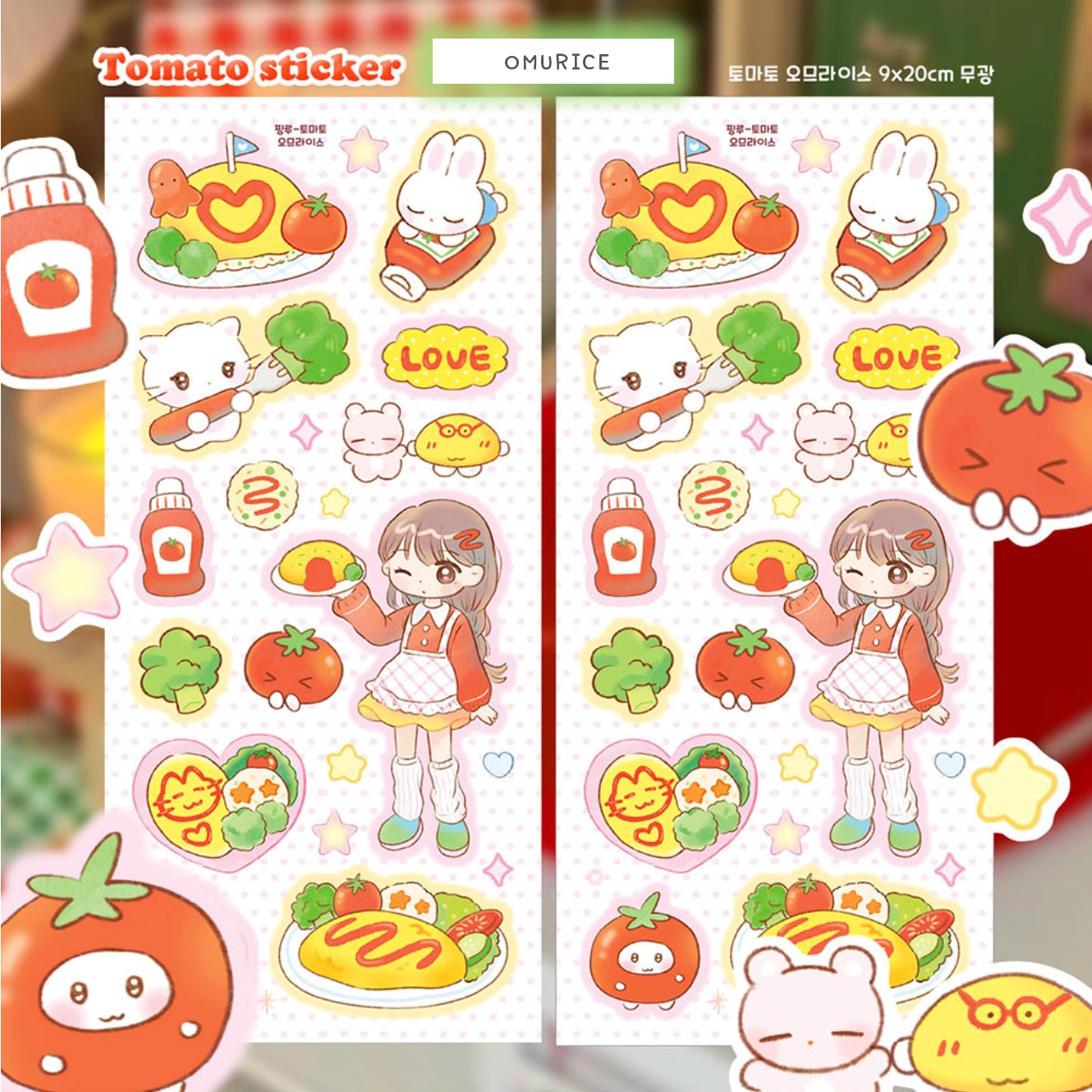 [PK24] Pinkrue Tomato Sticker Pack (Singles/Pack) - Pinkrue_PK24S3 - Omurice_korean_sticker_stationery