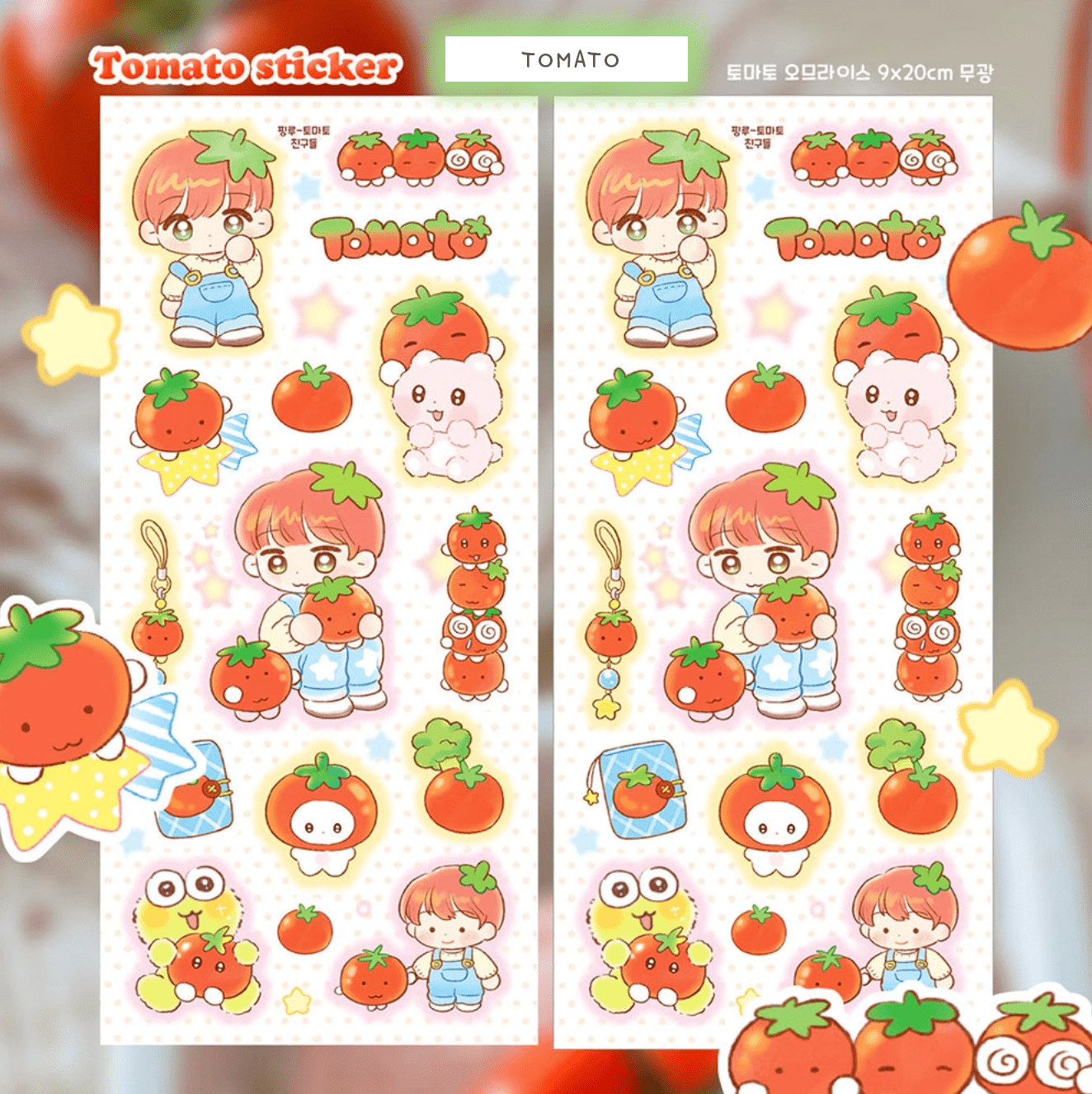 [PK24] Pinkrue Tomato Sticker Pack (Singles/Pack) - Pinkrue_PK24S2 - Tomato_korean_sticker_stationery