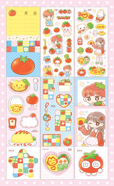 [PK24] Pinkrue Tomato Sticker Pack (Singles/Pack) - Pinkrue_PK24 - Pack_korean_sticker_stationery