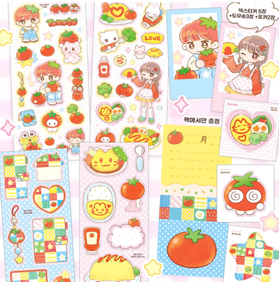 [PK24] Pinkrue Tomato Sticker Pack (Singles/Pack) - Pinkrue_PK24 - Pack_korean_sticker_stationery