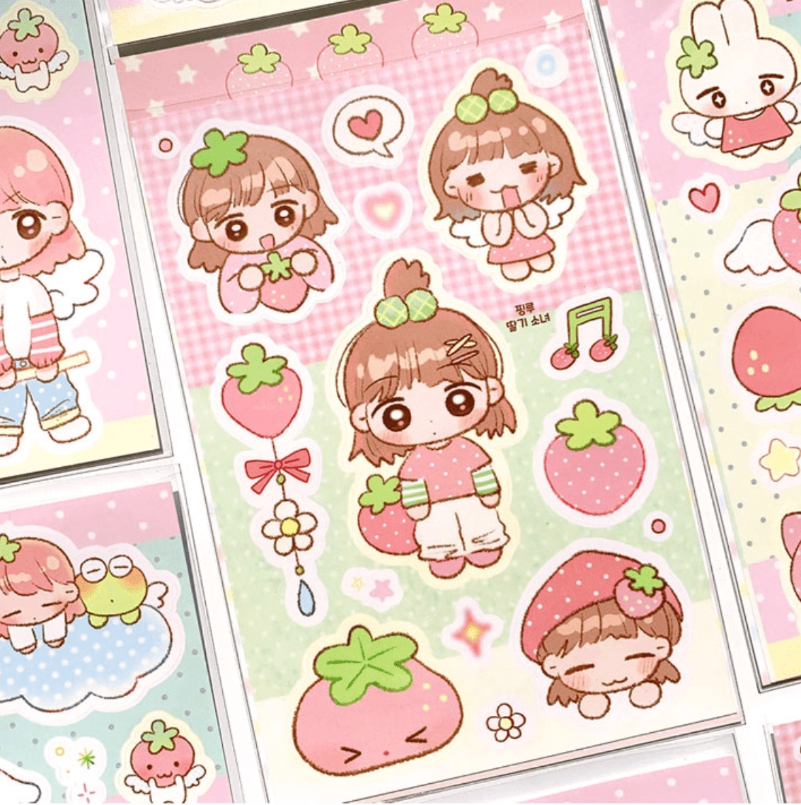 [PK27] Pinkrue Strawberry Angel Sticker Pack (Singles/Pack) - Pinkrue_PK27 - Pack_korean_sticker_stationery
