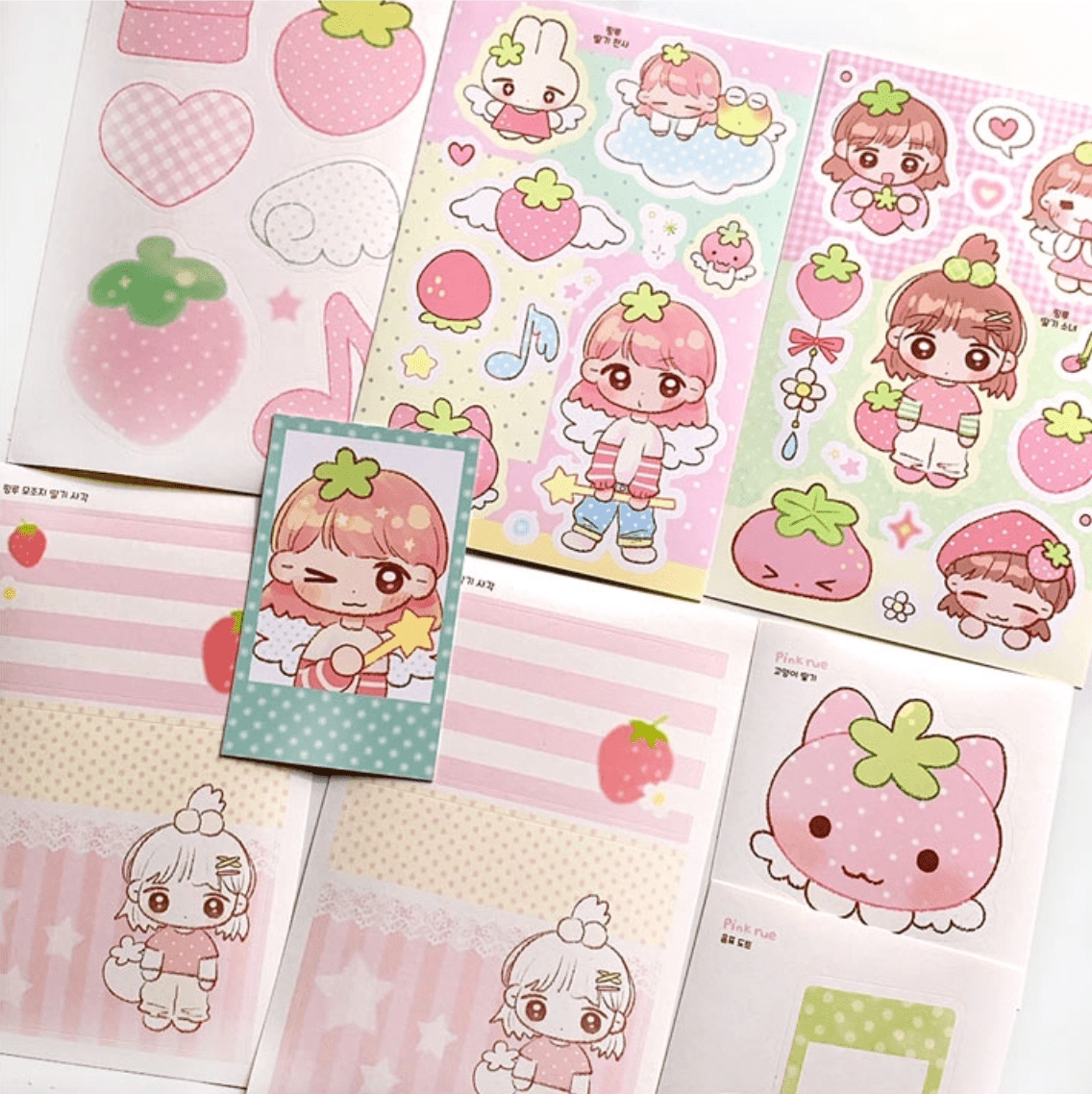 [PK27] Pinkrue Strawberry Angel Sticker Pack (Singles/Pack) - Pinkrue_PK27 - Pack_korean_sticker_stationery