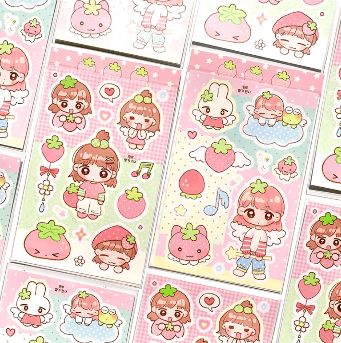 [PK27] Pinkrue Strawberry Angel Sticker Pack (Singles/Pack) - Pinkrue_PK27 - Pack_korean_sticker_stationery