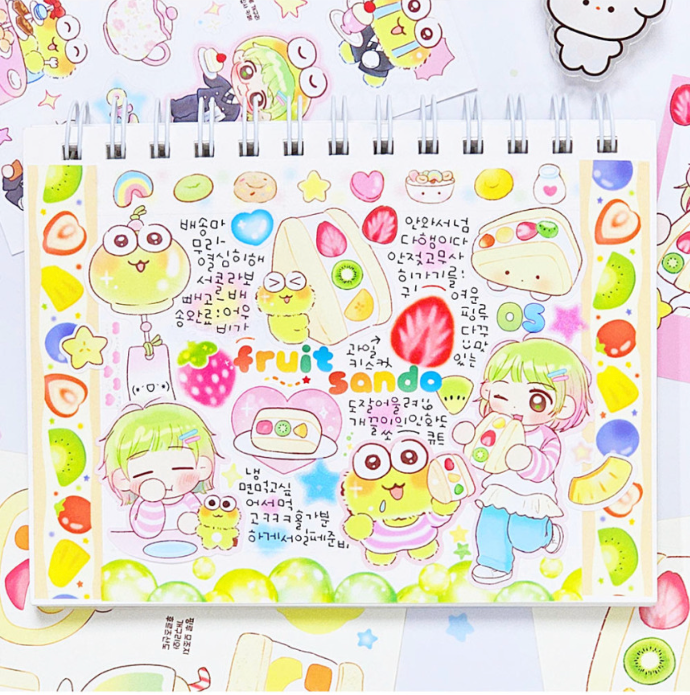[PK50] Pinkrue Fruits Sando Sticker Pack (Singles/Pack) - Pinkrue_PK50S3 - Fruits Sando Memo_korean_sticker_stationery