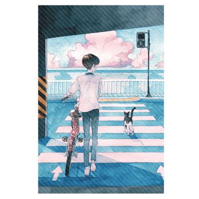 [PN04] Parknyam Traffic Light Cat Postcard - Parknyam__korean_sticker_stationery