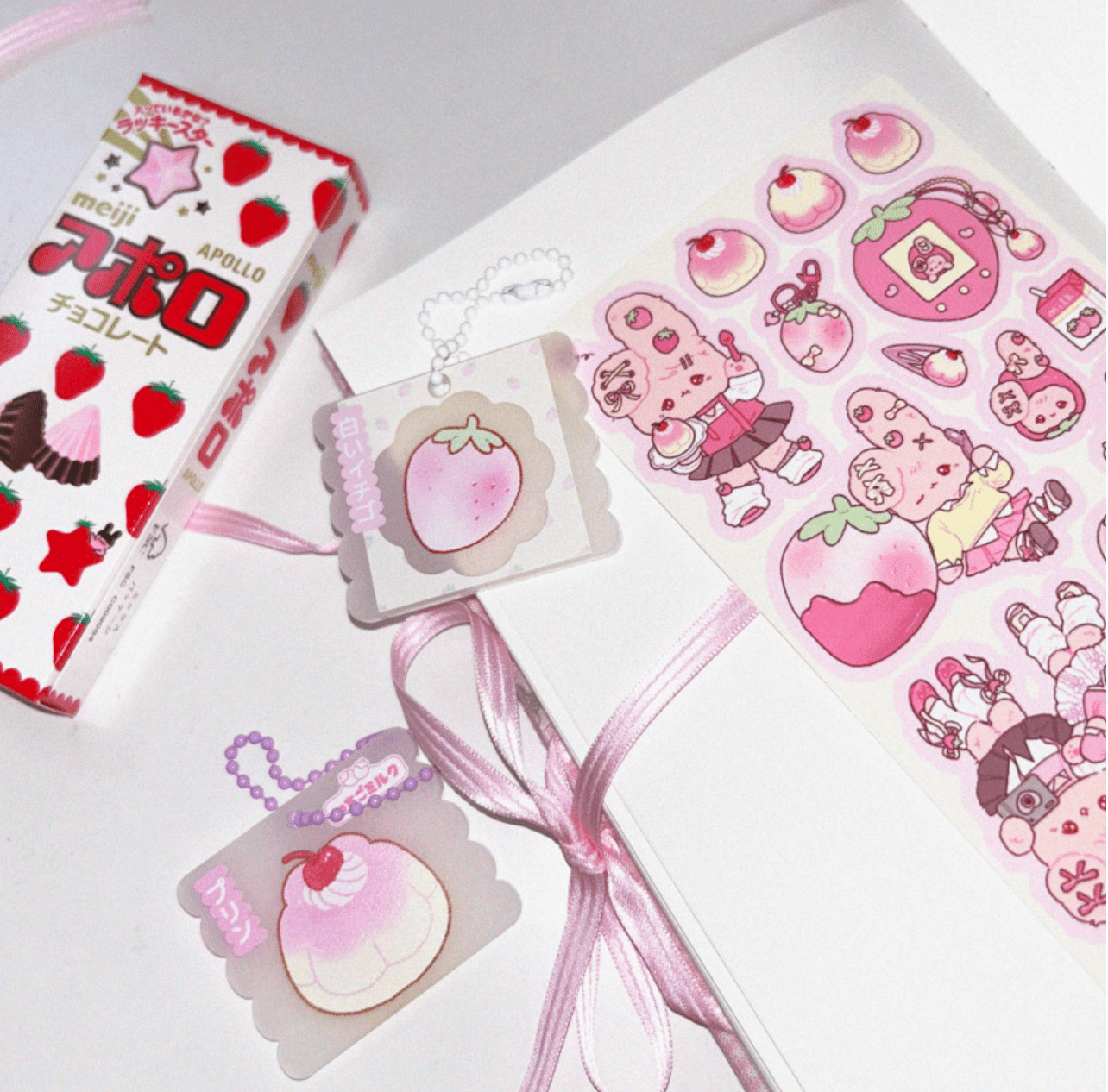 [PP01] Pompomroom Acrylic Keyring (options) - Pompomroom_PP04S1 - Strawberry Milk Pudding_korean_sticker_stationery