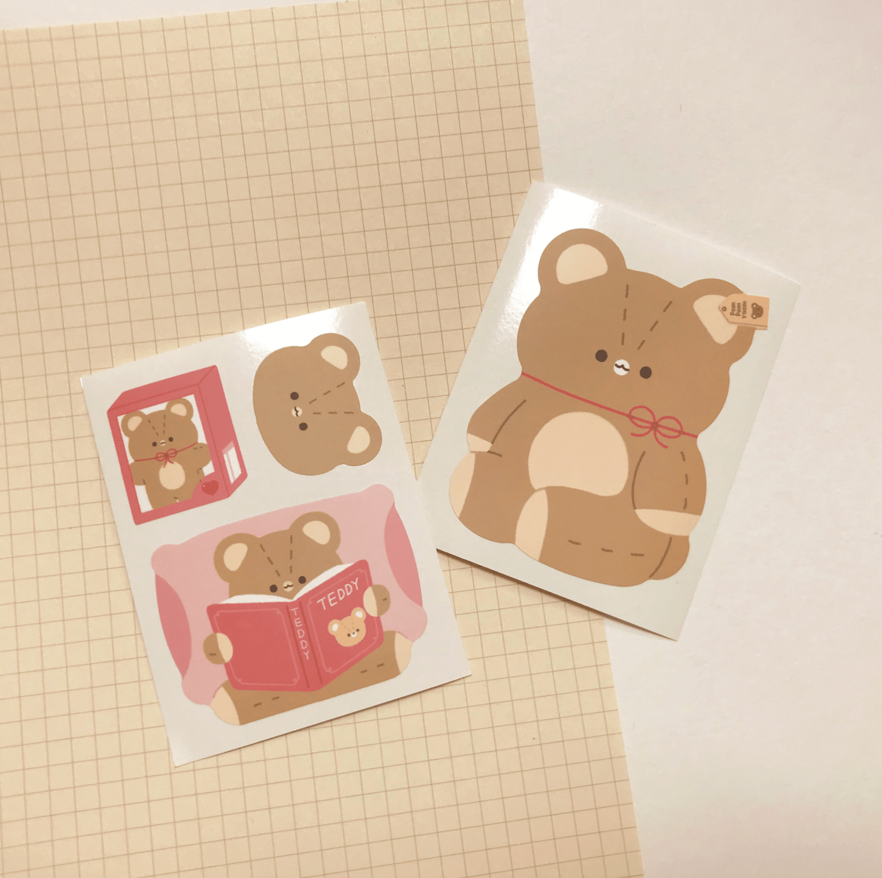 [PP02] Pompomroom Removable Sticker (options) - Pompomroom_PP11S1 - Teddy Bear_korean_sticker_stationery