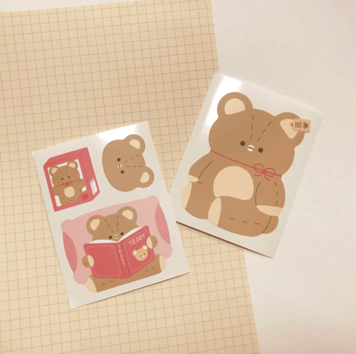 [PP02] Pompomroom Removable Sticker (options) - Pompomroom_PP11S1 - Teddy Bear_korean_sticker_stationery