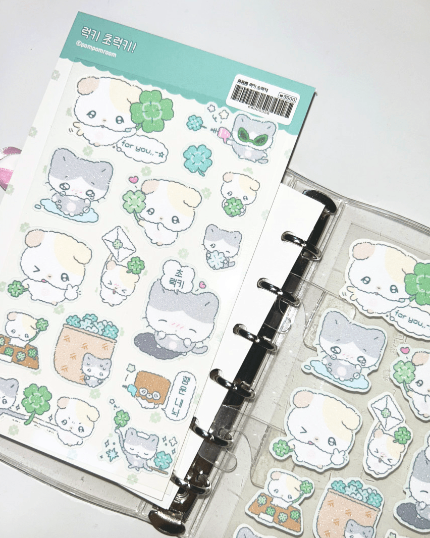 [PP06] NEW Pompomroom 'Lucky! Super Lucky!' Sticker Sheet - Pompomroom__korean_sticker_stationery