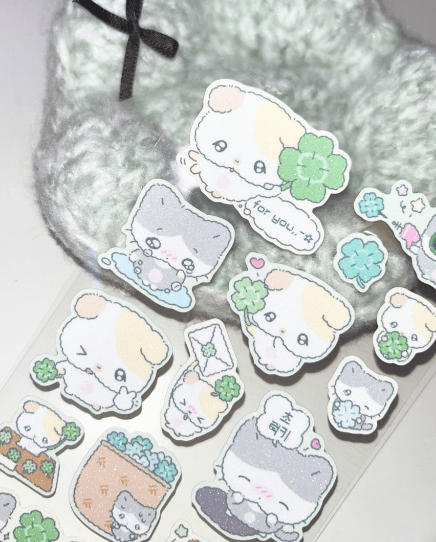 [PP06] NEW Pompomroom 'Lucky! Super Lucky!' Sticker Sheet - Pompomroom__korean_sticker_stationery