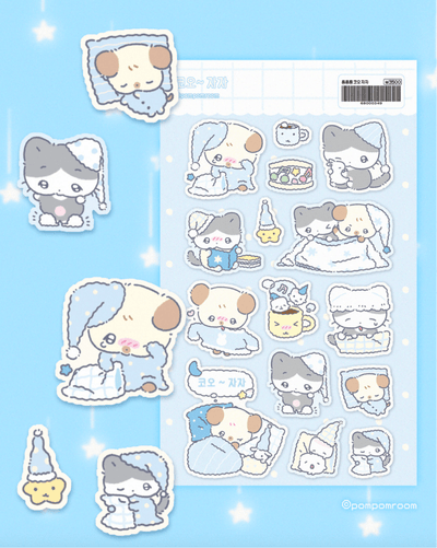 [PP08] NEW Pompomroom 'Let's Sleep' Sticker Sheet - Pompomroom__korean_sticker_stationery