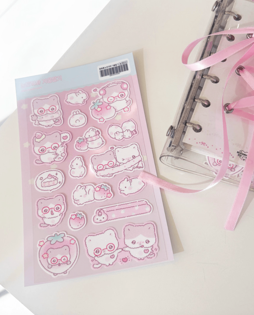 [PP09] NEW Pompomroom 'Snow Bunny and Winter Strawberry' Sticker Sheet - Pompomroom__korean_sticker_stationery