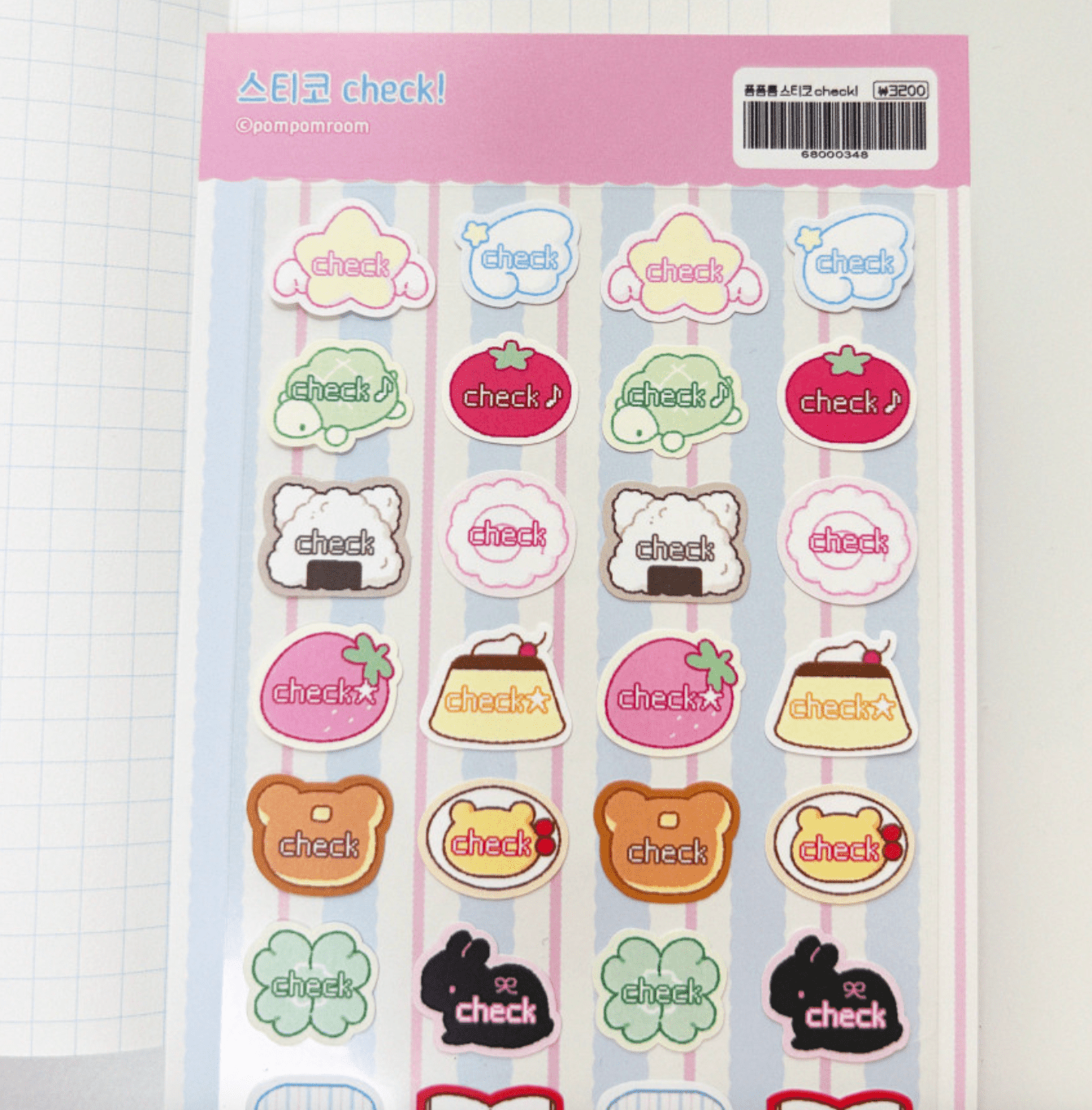 [PP12] NEW Pompomroom 'Sticker Check!' Sticker Sheet - Pompomroom__korean_sticker_stationery