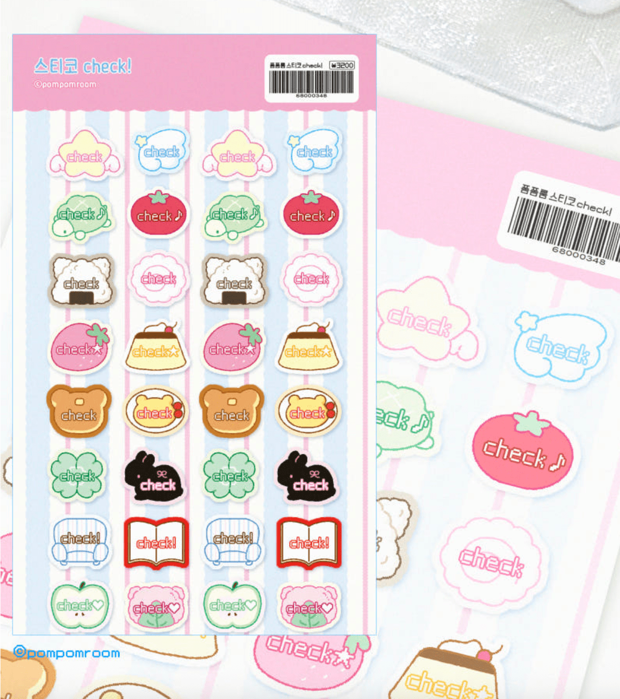 [PP12] NEW Pompomroom 'Sticker Check!' Sticker Sheet - Pompomroom__korean_sticker_stationery