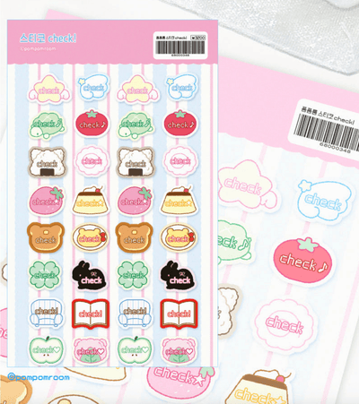 [PP12] NEW Pompomroom 'Sticker Check!' Sticker Sheet - Pompomroom__korean_sticker_stationery