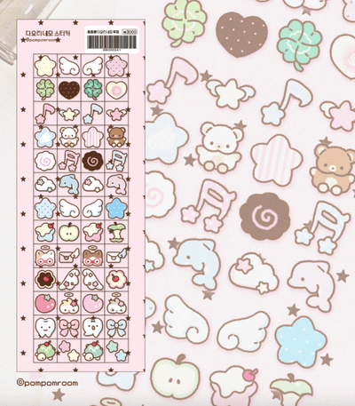[PP13] NEW Pompomroom 'Diary Square' Clear Sticker Sheet - Pompomroom__korean_sticker_stationery