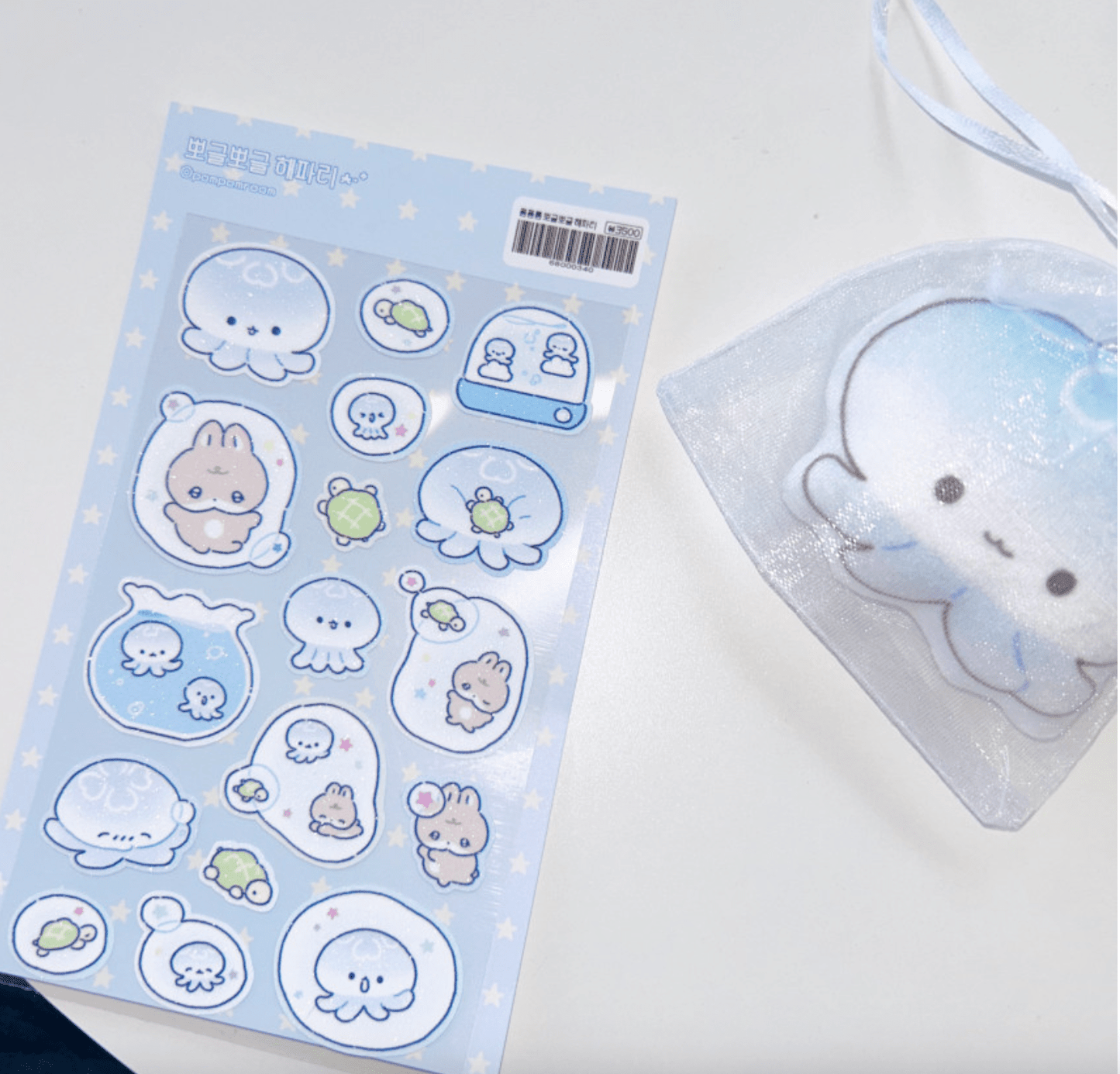 [PP18] NEW Pompomroom 'Jelly Fish' Sugar Glitter Sticker Sheet - Pompomroom__korean_sticker_stationery
