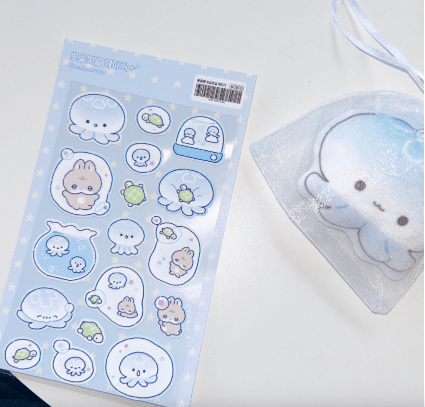 [PP18] NEW Pompomroom 'Jelly Fish' Sugar Glitter Sticker Sheet - Pompomroom__korean_sticker_stationery