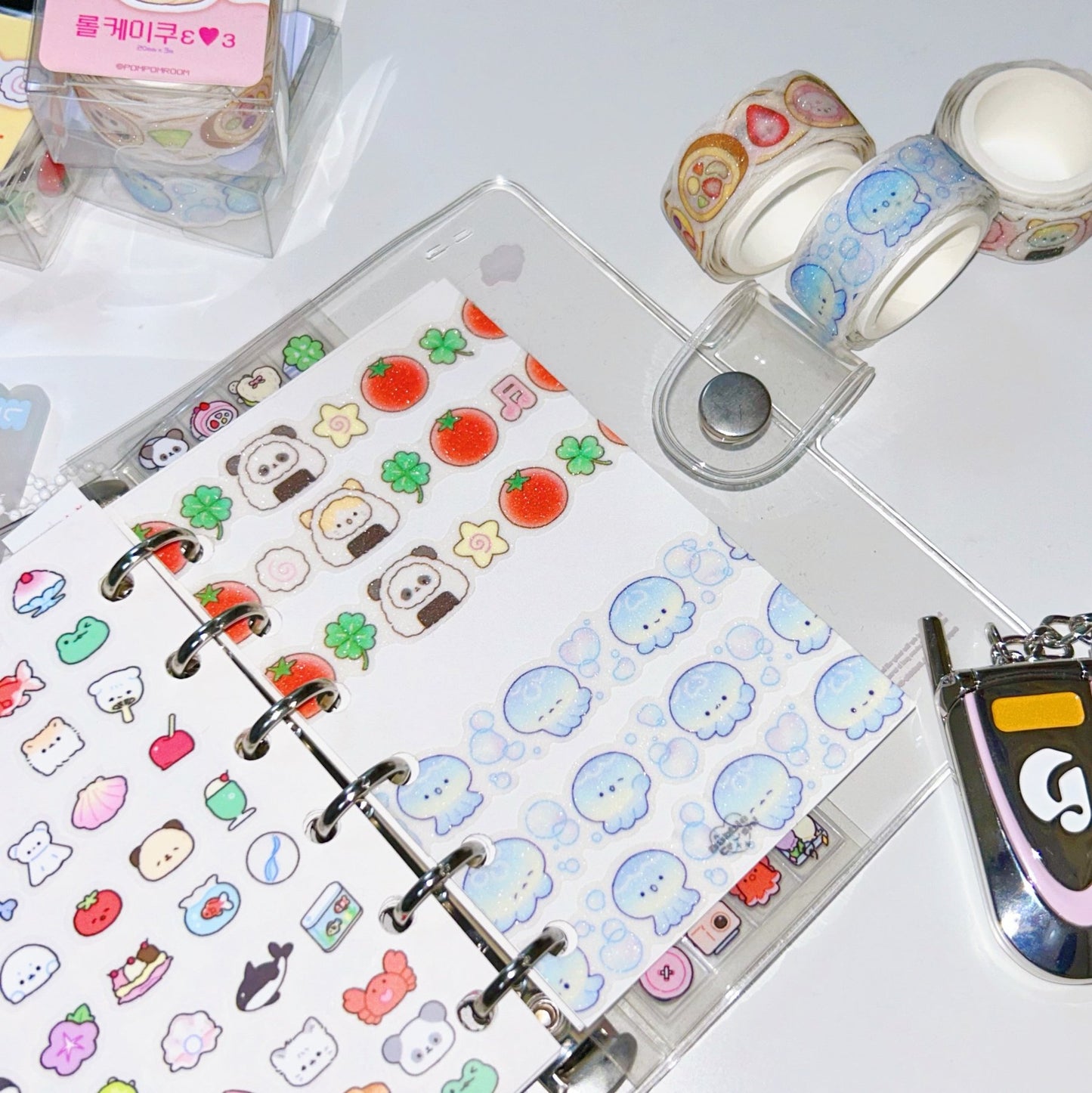 [PP26] NEW Pompomroom Glitter Diecut Masking Tape (options) - Pompomroom_PP26S1 - Jellyfish_korean_sticker_stationery