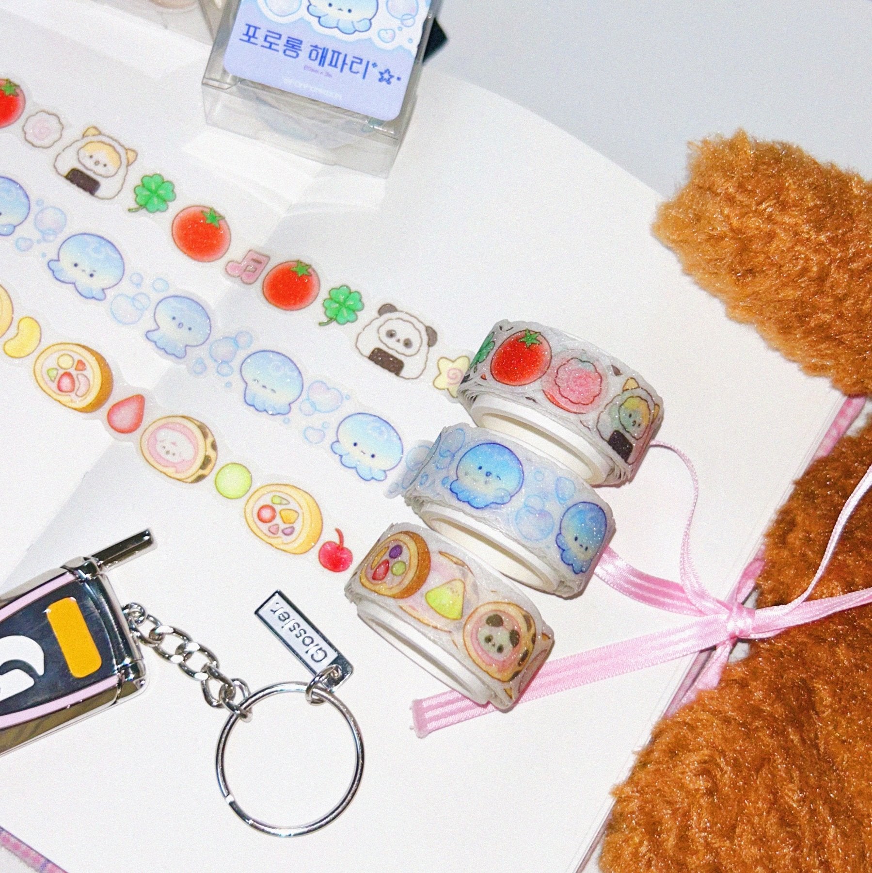 [PP26] NEW Pompomroom Glitter Diecut Masking Tape (options) - Pompomroom_PP26S1 - Jellyfish_korean_sticker_stationery
