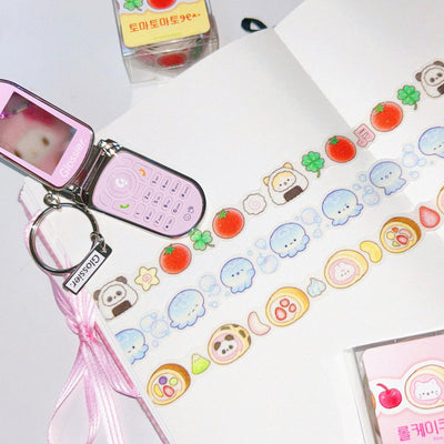 [PP26] NEW Pompomroom Glitter Diecut Masking Tape (options) - Pompomroom_PP26S1 - Jellyfish_korean_sticker_stationery
