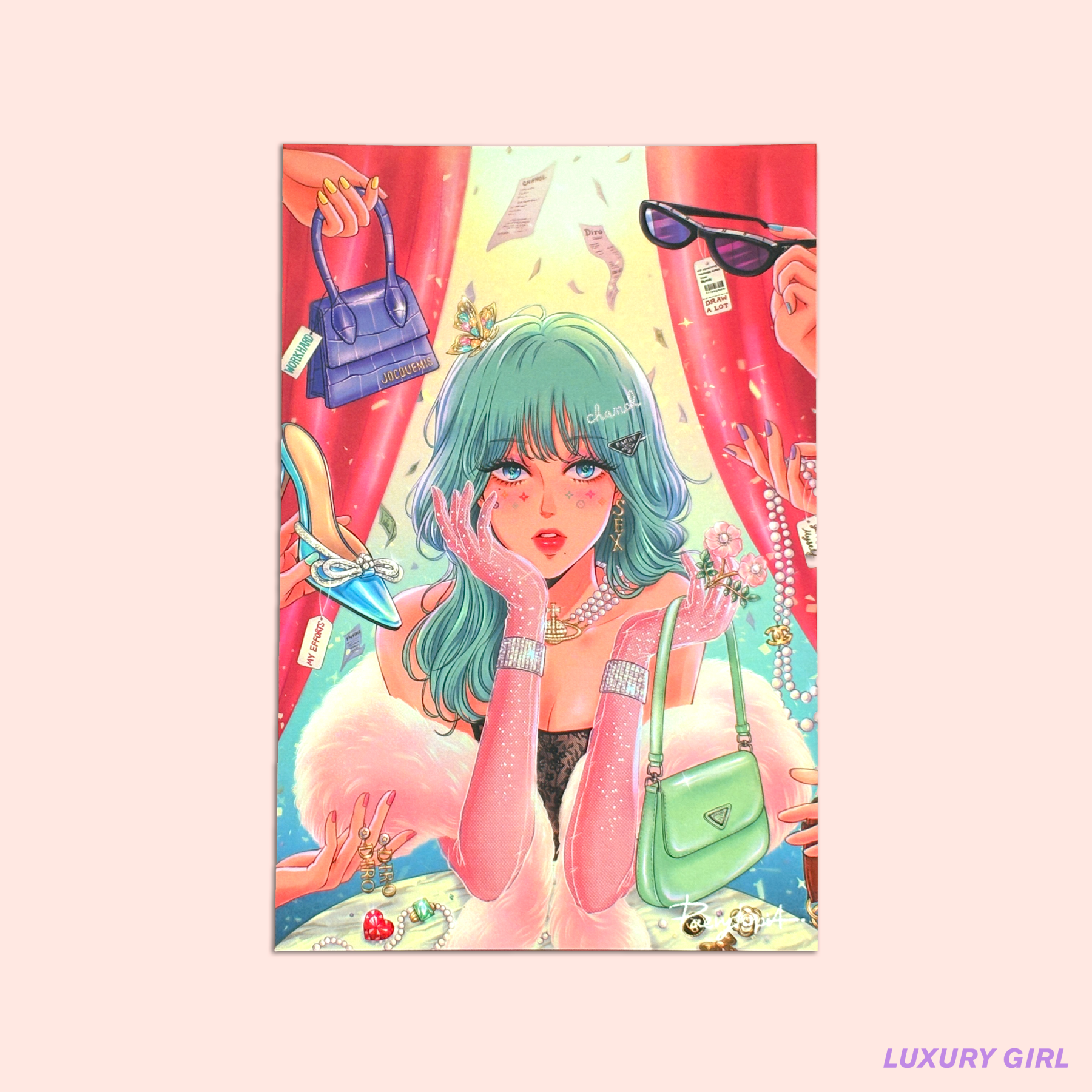 [PT01] Paerytopia Postcards (options) - Paerytopia_PT01S8 - Luxury Girl_korean_sticker_stationery