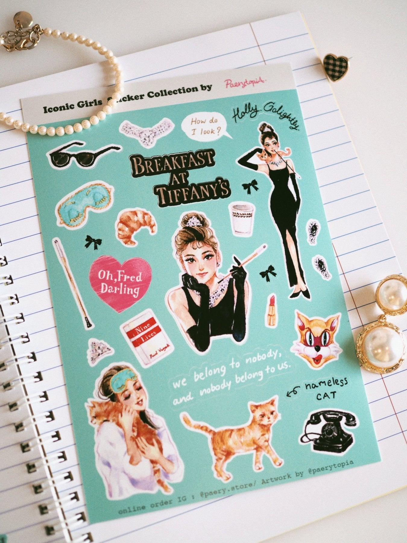 [PT02] Paerytopia Movie A6 Sticker Sheets (options) - Paerytopia_PT02S3 - Breakfast at Tiffany's_korean_sticker_stationery