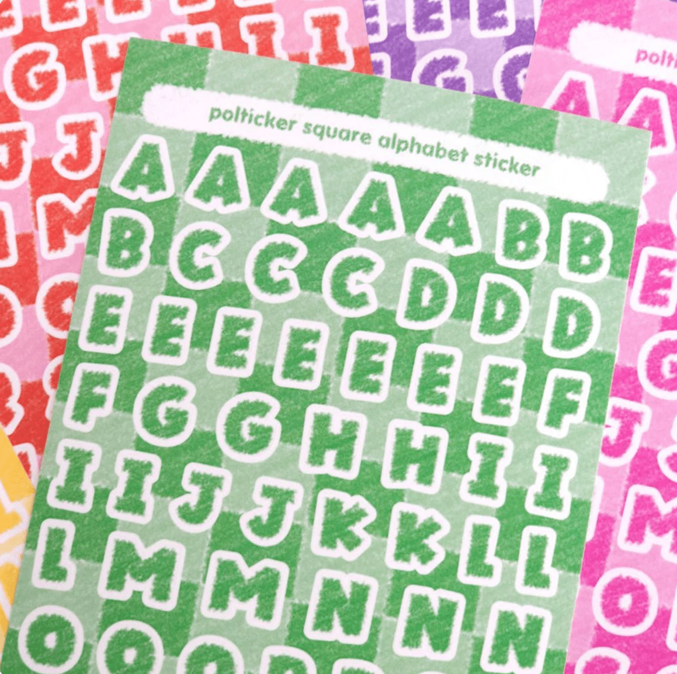 [PT02] Polticker 'Rug Alphabet' Sticker Sheets (options) - Polticker_PT02S1 - Red_korean_sticker_stationery