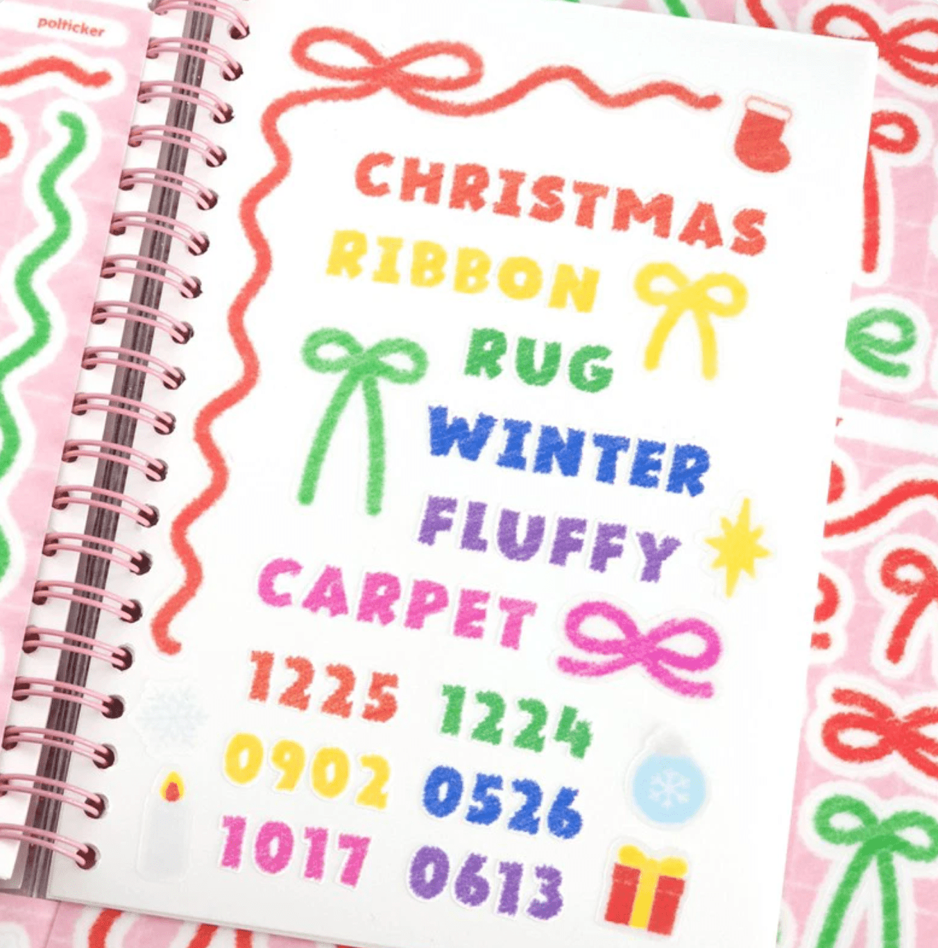 [PT02] Polticker 'Rug Alphabet' Sticker Sheets (options) - Polticker_PT02S1 - Red_korean_sticker_stationery