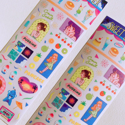 [PT04] Paerytopia Sweet Summer/Dreamy Day Sticker Sheet (options) - Paerytopia_PT04S1 - Sweet Summer_korean_sticker_stationery