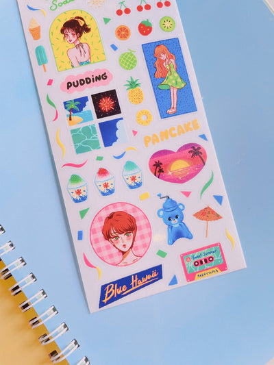 [PT04] Paerytopia Sweet Summer/Dreamy Day Sticker Sheet (options) - Paerytopia_PT04S1 - Sweet Summer_korean_sticker_stationery