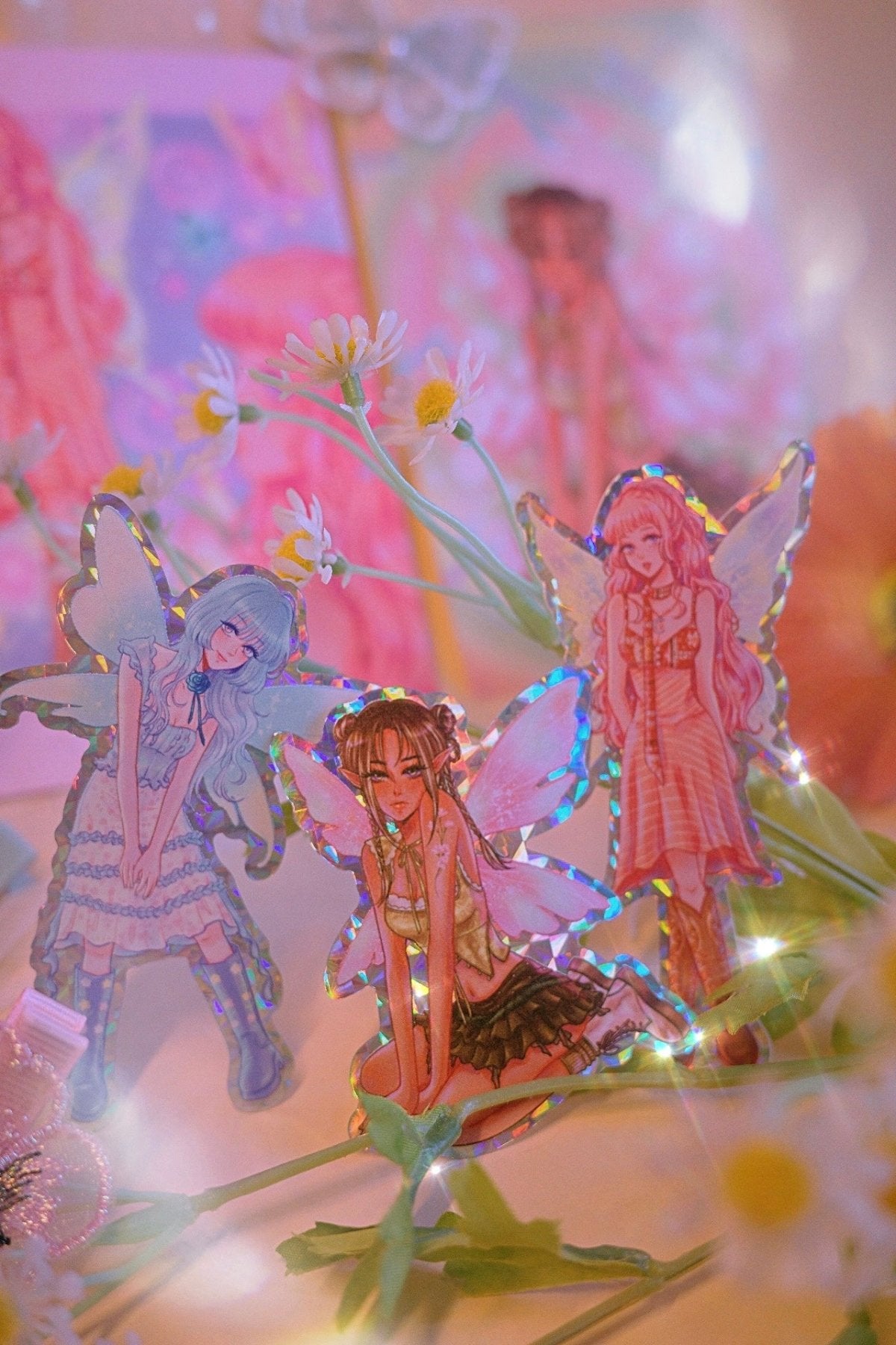 [PT05] Paerytopia Fairy Holo Diecut Stickers (options) - Paerytopia_PT05S1 - Fairy A (Pink)_korean_sticker_stationery